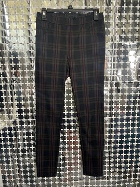 Sanctuary Black Plaid Pants with Subtle Red & Gray Windowpane